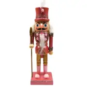 20CM CHRISTMAS WOODEN PAINTED NUTCRACKER SOLDIER PINK TRADITIONAL DECORATION