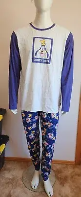 Mitch Dowd x Disney Mens Goofy Grey / Navy Printed 2 Piece Pyjama Set Size L New