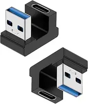2Pack 10Gbps u Shape USB C Female to USB Male Adapter, tunghey 3.1 USB A to USB C Adapter, SuperSpeed Data Sync Fast Charging Compatible with Laptop, PC, Charger and More