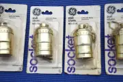 4 NOS BRASS finish GE PULL CHAIN SWITCH LIGHT SOCKET NEW Replacement Fixture