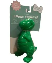 Fringe Tough Chew-Ers TPR Rubber DinoMite Treat Dispenser Erratic Bounce Dog Toy