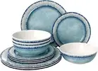 AELS Melamine Dinnerware Set of 12 Pcs Service for 4 (12pcs), Light Blue
