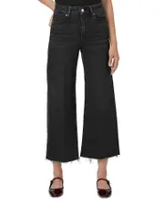 Paige Petites Anessa High Rise Wide Leg Jeans in Black Lotus