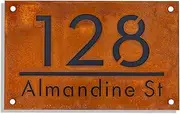 Custom Rust Steel Modern House Number for Outside, Address Number Plate, House Numbers Modern (40X25CM)