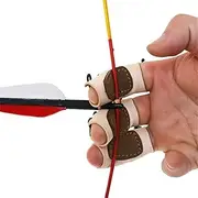 HRCHCG Archery Gloves Bow Finger Tab Leather Tradition Recurve Bow American Hunting Bow Hand Guard Protect Hand Finger (Pack of 3)