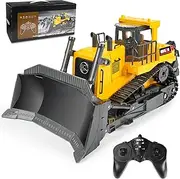 KidsFaves 11 Channel Remote Control Bulldozer,2.4Ghz Full Functional Construction Vehicle,Rc Bulldozer Toys with Light and Sound for 6, 7, 8, 9, 10 and Up Years Old