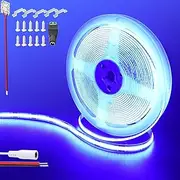 Clearhill 12V COB 480LED Strip Lights,16.4FT/5M（No Power Supply）,Blue,480LEDs/M,with 5521DC Female Connectors,8mm Width,IP20,for DIY Home Indoor Decoration