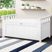 ALFORDSON Outdoor Storage Box Wooden Garden Bench Chest Tool Sheds White L