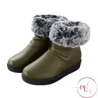 在飛比找momo購物網優惠-【MMHH】羊皮 反折 絨毛靴-橄欖綠(雪靴 保暖 足弓)