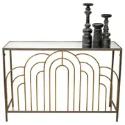 Willow & Silk 120cm Metal Mirror-Top Console/Hallway Home/Indoor Table/Furniture