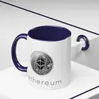 Accent Coffee Mug, 11oz - ETHEREUM silver coin / In Dark Blue