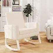 Rocking Chair Cream Fabric,Comfortable Rocking Chair with Stylish Design and Optimal Comfort for Home or Office Living Room Furniture