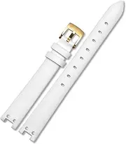FFHAO Genuine Leather Watch Strap for Anne Klein Watchband Notch AK Girl Simple Elegant Belt Small Dial Retro Watch Band 12mm White (Color : White-Gold, Size : 12mm)