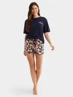 Edited Sleep Women's Elasticated Waist Cotton Jersey Pyjama Set, Blue, Size 8