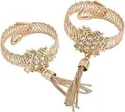 Cabilock 2pcs Metal Curtain Buckle Tie Fastener No Drill Curtain Holdback for Home Decor Stylish Tassel Design for Shop Use
