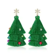 Christmas Boho Statement Tassel Earrings for Women Christmas Snowflakes