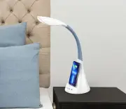 LED Desk Lamp with Wireless Charger, Modern Eye-Caring Dimmable Light Adjustable