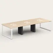 Recess 6 Seat Desk | Office Desk | Office Workstation, Maple/White / No Power / Boxed