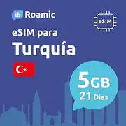 Roamic eSIM Turkey for Travellers - eSIM for Turkey - Mobile Data Volume in 5G/4G and High Speed Connection (5GB - 21 Days)