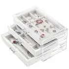 Drawer Type Jewelry Storage Box 3 Layer Organizer Earring Ring Bracelet Dust GEV