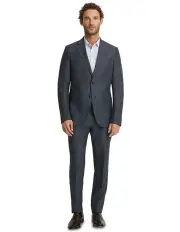 [Oxford] Byron Half Lined Linen Jacket in Navy Pinstripe