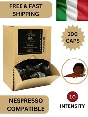 Delicious Strong Ristretto Coffee Capsules Pods - Nespresso Compatible, 100 Pack