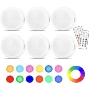 Cadrim RGB Puck Lights, 6 Pack. 13 Colors Changeable LED Puck Lights, Battery