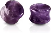 [Longbeauty] 1 Pair Flesh Ear Plug Ear Stretcher Stone Ear Piercing Jewellery Double Flared Saddle Clasp 3 mm - 20 mm