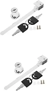TEHAUX 2sets Chrome Plated Sliding Glass Door Lock with Keys Durable Zinc Alloy Ratchet Lock for Display Cases Cabinets and Secure Window Applications 2pcs*2