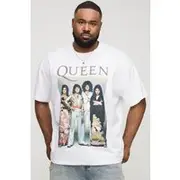 Mens White Plus Oversized Queen License Print T-Shirt