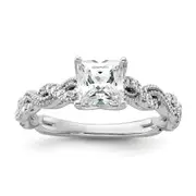 14k White Gold 1/5 Ct. Lab Grown Diamond VS/SI+ G+ 1 Ct. Center Princess Engagement Ring