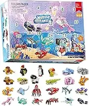 Christmas Advent Calendar 2023 with Sea Animal Building Block Toys 24 Pack Christmas Countdown Calendar for Kids Holiday Xmas Gifts for Teen Boys and Girls