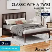 ALFORDSON Bed Frame Wooden Double Size Timber Base Platform Walnut CAELUS