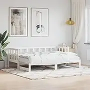Daybed with Trundle Without Mattress White 90x190 cm Solid Wood,Beds & Bed Frames 31.5KG-836211