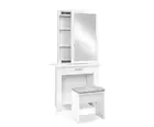 Sliding Mirror Hidden Shelving Storage Make up Dressing Vanity Table with stool
