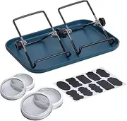 Jar Germination Kit | Wide Mouth Sprouting Jars with Stainless Steel Mesh Lids 8pcs Glass Jar Set with Stand and Tray | Easy Seedling Growing Kit Sprouting Lids for Microgreens Beans