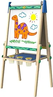 Crayola Wooden Art Easel Easel for Kids, Adjustable, Dual-Sided, Whiteboard, Chalkboard, Convenient Storage for Included Painting and Drawing Accessories, Perfect for Little Artists