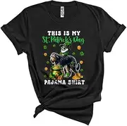 [Generic] This is My St. Patrick's Day Pajama Shirt, Lovely Gnome Riding Irish Wolfhound, Shamrocks Unisex T-Shirt