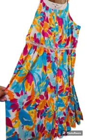 Harlow & Rose Plus Size 3X Lined Sundress Colorful MOP Buttons Flowy NEW