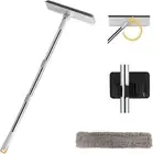 Window Cleaner, 2 in 1 Extendable Window Squeegee Cleaner with Long Handle and R