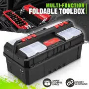 Red 20" 2-Layer Large Capacity Multi-Function Folding Plastic Tool Organize Box