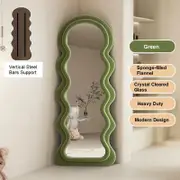 TOOLKISS 1.7m Green Elegance Curvy Floor Mirror – Wavy Full Length Irregular Asymmetrical Mirror for Living Room, Bedroom, Bathroom & Hallway – Chic Home Decor (170x70cm)