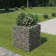 Raised Garden Bed, Elevated Planter Box Plant Container Gabion Galvanised Steel 90x90x100 cm