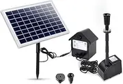 Solar Pond Pump Submersible Water Fountain Battery Kit LED Lights 6.6FT Garden