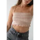 Elodie Apricot Plaid Smocked Crop Top NWT Size XL