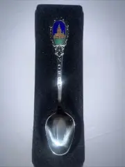 Vintage Norway NORGE Enamel Collectors Spoon Silver Tone New In Box Stainless