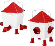 Pet Scene Auto Chicken Feeder & Water Set Treadle,Feeding 6KG 8.5L Waterer Set Automatic Food Dispense Rat Bird Proof for Poultry Rabbit with Bucket