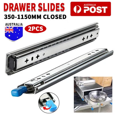 2x Locking Drawer Slide 125KG Heavy Duty Drawer Runners Rail Trailer 350-1150mm