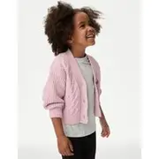 Girls M&S Collection Chunky Knit Cardigan (2-8 Yrs) - Pink