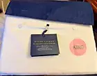 Ralph Lauren Organic Sateen TC624 Border King Flat Sheet White/Polo Navy $215